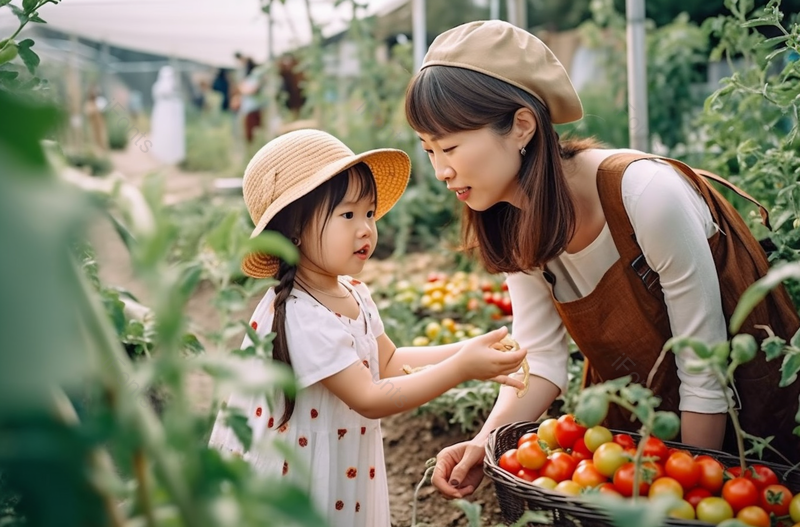 快乐母亲和女儿在有机番茄农场体验农业做亲子活动,高清,摄影图,摄影图片,图片大全,摄影图免费下载